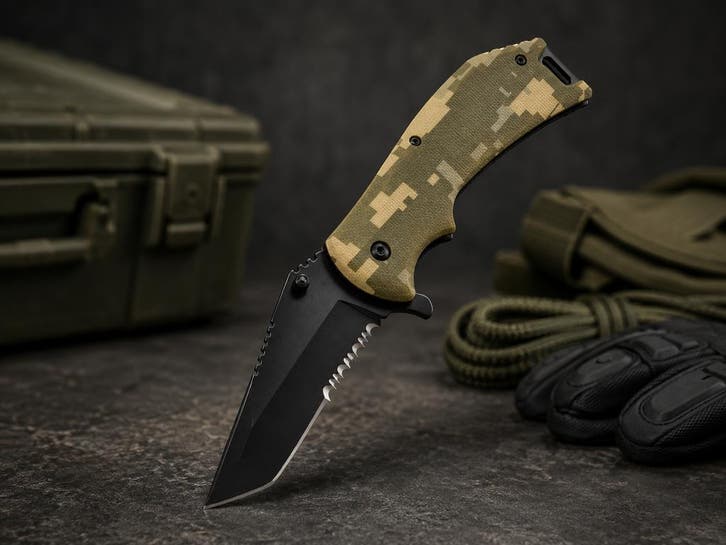 efaras Survival Zakmes 066 Camouflage vanaf €1 ex btw., Huis en Inrichting, Keuken | Keukenbenodigdheden, Nieuw