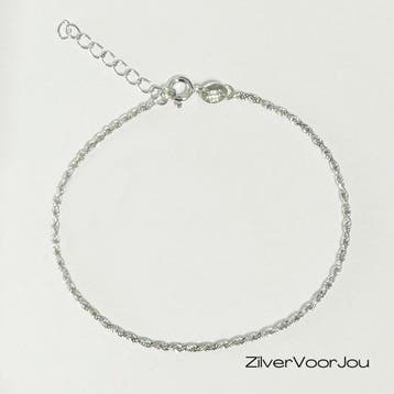 925 Zilveren rope armbandje rhodium, Verzenden, Nieuw, Zilver