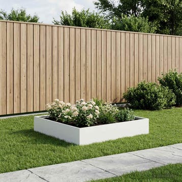 vidaXL Plantenbak Wit 100 x 100 x 20 cm Koudgewalst staal, Minder dan 30 cm, 100 cm of meer, Verzenden, Nieuw
