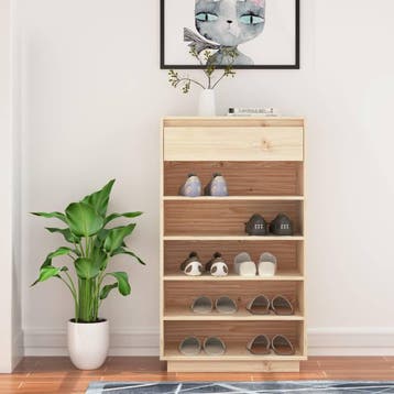 vidaXL Schoenenkast 60x34x105 cm massief grenenhout, Verzenden, Nieuw