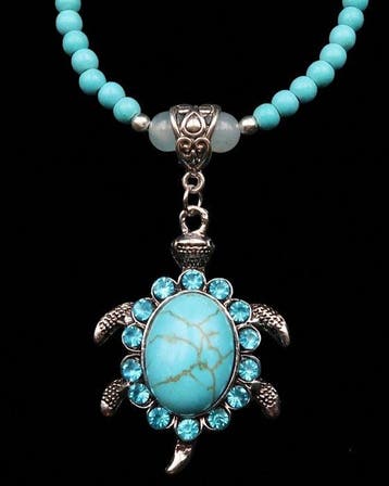 Howlite turquoise - Collier Tortue de Terre-Mère -