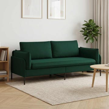 vidaXL 3-Zits Bank Donkergroen 222 x 81 x 89 cm fluweel, Huis en Inrichting, Verzenden, Stof, 200 tot 250 cm, Driepersoons