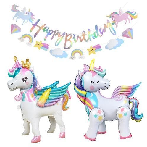 Eenhoorn Party Banner met Ballon voor Kinderfeest Decoratie, Huis en Inrichting, Woonaccessoires | Wanddecoraties, Nieuw, Verzenden