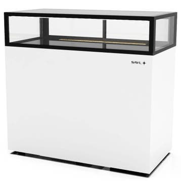 Neutrale Vitrine | INTEGRA | Wit/Zwart | 1 Niveau | Wielen, Verzenden, Nieuw in verpakking