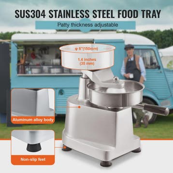 Professionele Burger Patty Maker - 6 Inch Roestvrij Staal -, Verzenden, Nieuw
