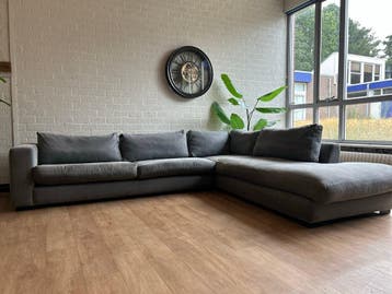 XL Grijze hoekbank gereinigd met lounge en Wasbare hoezen, Hoekbank, 300 cm of meer, Ophalen of Verzenden, Zo goed als nieuw