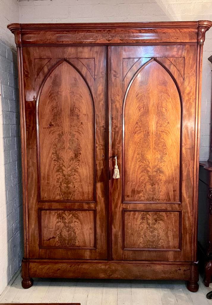 Demontabel antiek mahonie kast met planken, 156 x 210 cm, Antiek en Kunst, Antiek | Meubels | Kasten