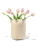 HEMA Tulpenvaas 15x21cm keramiek groot spikkels wit, Verzenden, Nieuw