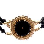 Antieke armband met onyx en gouden sierslot (Schakelarmband), Gebruikt, Overige kleuren, Ophalen of Verzenden, Met edelsteen