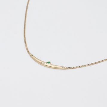 Ketting met hanger - 14 karaat Geel goud Smaragd - Diamant