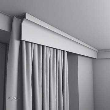 Gordijnlijst P891 (130 x 50 mm), polyurethaan, lengte 2 m, Ophalen of Verzenden, Nieuw