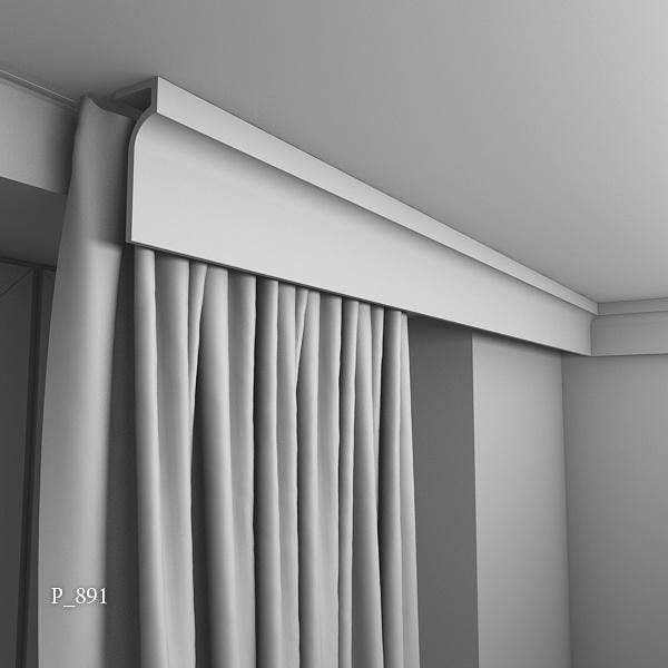 Gordijnlijst P891 (130 x 50 mm), polyurethaan, lengte 2 m, Doe-het-zelf en Verbouw, Plinten en Afwerking, Nieuw, Ophalen of Verzenden