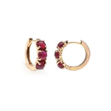 Hoepel oorbellen - 14 karaat Roségoud - 2.06ct. tw. Robijn