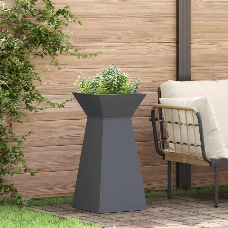vidaXL Pilaar Plantenbak Antraciet 35 x 35 x 73 cm, Tuin en Terras, Bloembakken en Plantenbakken, Minder dan 60 cm, Nieuw, Metaal