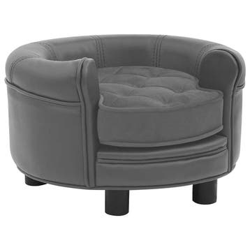 vidaXL Hondenbank 48x48x32 cm pluche en kunstleer grijs, Verzenden, Nieuw