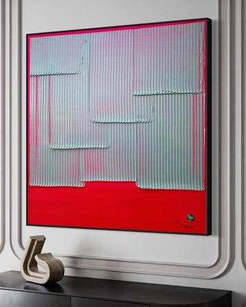 Sarah Schwarzl - Frequency GREYBLUE ON PINK (Frame included)