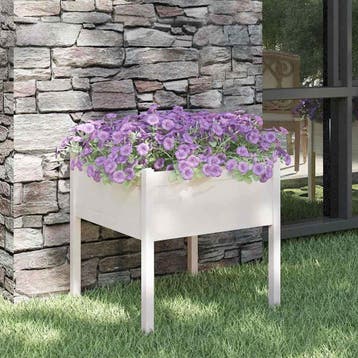 vidaXL Plantenbak 70x70x70 cm massief grenenhout wit, Verzenden, Nieuw, 60 tot 100 cm, 60 cm of meer