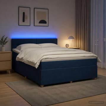 vidaXL Boxspringbed met matras met hoofdeinde Blauw 160 x, Verzenden, Nieuw, Blauw