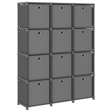 vidaXL Kast met 12 vakken met boxen 103x30x141 cm stof grijs, Overige materialen, Minder dan 50 cm, Verzenden, 100 tot 150 cm