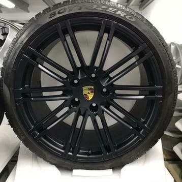 Porsche 991 4S/Boxster/Cayman 20”Turbo III zwart met banden, Ophalen, Gebruikt, Banden en Velgen, Personenwagen