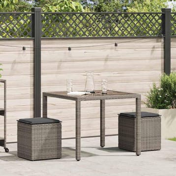 vidaXL Tuinkrukken met kussens 2 st 40x40x43 cm poly rattan, Verzenden, Nieuw
