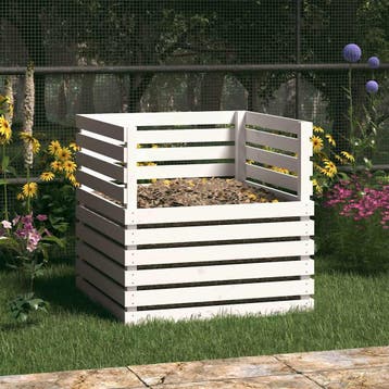vidaXL Compostbak 80x80x78 cm massief grenenhout wit, Tuin en Terras, Verzenden, Nieuw