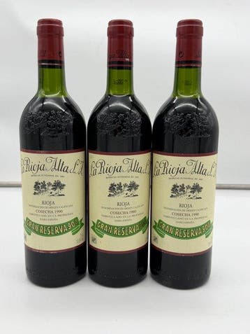 1990 La Rioja Alta, 904 - Rioja Gran Reserva - 3 Flessen, Verzamelen, Wijnen, Nieuw