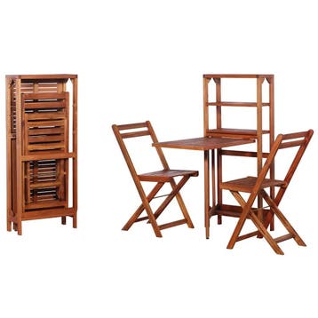 vidaXL 3-delige Bistroset inklapbaar massief acaciahout, Tuin en Terras, Verzenden, Nieuw, Hout, 3 zitplaatsen