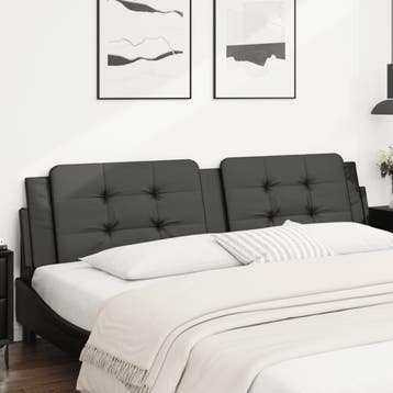 Rugsteun Bed 200cm Zwart | Laatste Stuk!, Zwart, Tweepersoons, Ophalen of Verzenden, Zo goed als nieuw