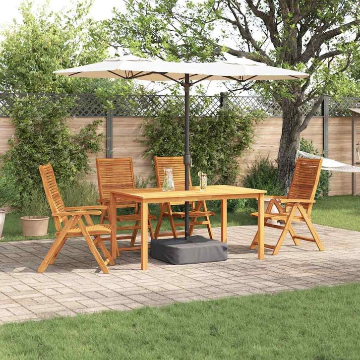 vidaXL Tuin eettafelset 5 pcs Bruin Massief Acaciahout, Tuin en Terras, Tuinsets en Loungesets, Nieuw, 5 zitplaatsen, Verzenden