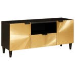 vidaXL TV-kast met lade Zwart en Goud 105 x 33 x 46 cm, Huis en Inrichting, Woonaccessoires | Cd- en Dvd-rekken, Verzenden, Nieuw