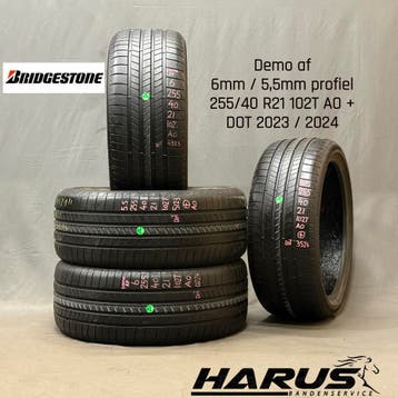 255/40/21 102T AO Bridgestone zomerbanden 6/5,5mm profiel 4X, Gebruikt, 255 mm, Band(en), Personenwagen