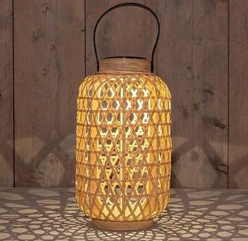 Solar lantern windlicht bamboe annas collection 18x32 cm 1, Ophalen of Verzenden, Nieuw