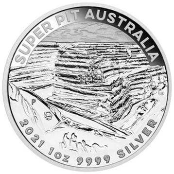 Australische Silver Super Pit 1 oz 2021 (100.000 oplage), Verzenden, Losse munt, Zilver