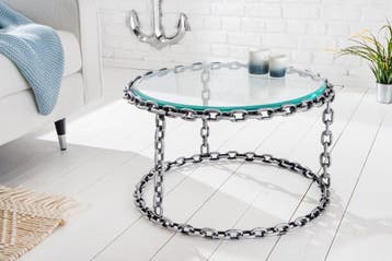 Design salontafel CHAINS 65cm zilver handgemaakt metalen, Ophalen of Verzenden, Nieuw