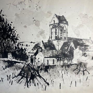 Yves Ganne (1931-2019) - Auvers sur Oise, vue du village et, Antiek en Kunst