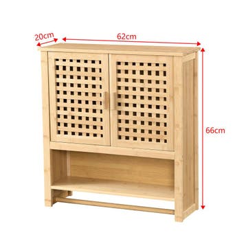 [en.casa] Badkamerkast Borlänge bamboe 66x62x20 cm met handd, Verzenden, Nieuw