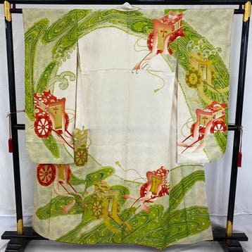 Japans vintage kimono furisode groene zijde traditioneel