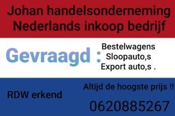 Auto inleveren opkoper gezocht afgekeurd bestelbus schade
