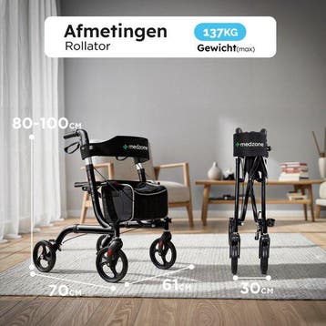2dekans | Medzone Rollator Lichtgewicht en Opvouwbaar -, Ophalen of Verzenden, Zo goed als nieuw