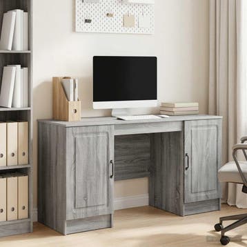 vidaXL Bureau Grijs sonoma 142,5 x 50 x 75 cm Bewerkt hout, Verzenden, Nieuw