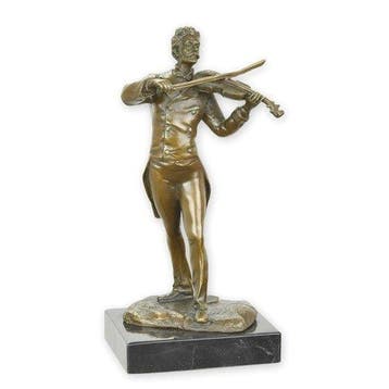 sculptuur, Art Deco Bronze Sculpture of a Violin Player –