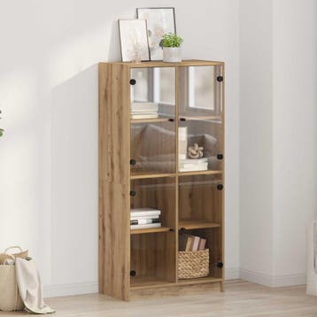 vidaXL Highboard Artisan Eiken 68 x 37 x 142 cm Bewerkt hout, Verzenden, Nieuw, 50 tot 100 cm, Minder dan 100 cm