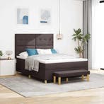 vidaXL Boxspring bed met kussen Donkerbruin 200 x 140 cm, Huis en Inrichting, Slaapkamer | Bedden, Verzenden, Nieuw, Bruin
