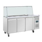Polar U-serie driedeurs saladette met vierkant kuchscherm, Verzenden, Nieuw in verpakking, Koelen en Vriezen