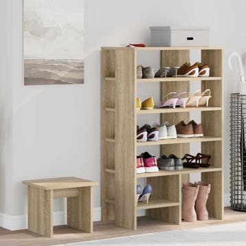 vidaXL Schoenenkast met plank 2 pcs Sonoma Eiken Bewerkt, Verzenden, Nieuw