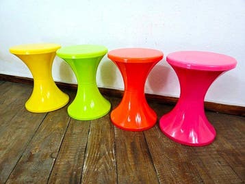 Kruk - Plastic - Vier retro krukken