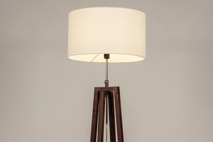 Rietveld Vloerlampen - Wit, Bruin, Beige - Stof, Hout, Huis en Inrichting, Lampen | Vloerlampen, Verzenden