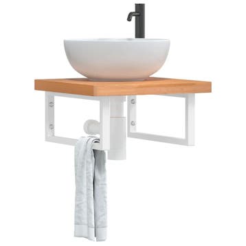 vidaXL Badkamer wandschap staal en massief beukenhout, Verzenden, Nieuw
