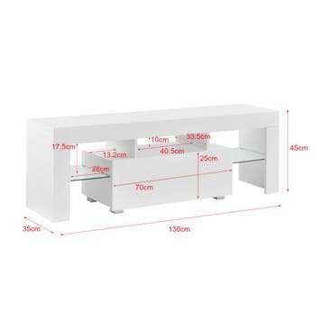 Tv meubel Grimsey met led verlichting 130x35x45 cm wit, Verzenden, Nieuw